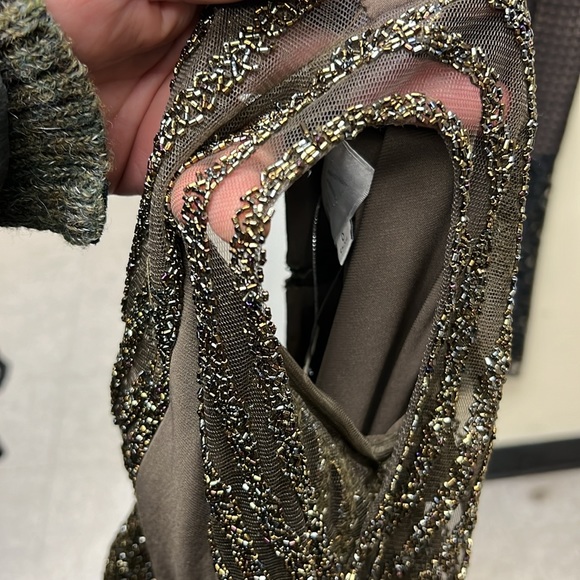 Mignon beaded sexy full length asymmetrically gathered surplice bodice gown - Picture 13 of 14